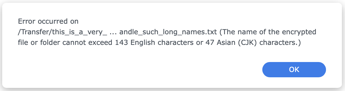 Synology error 1
